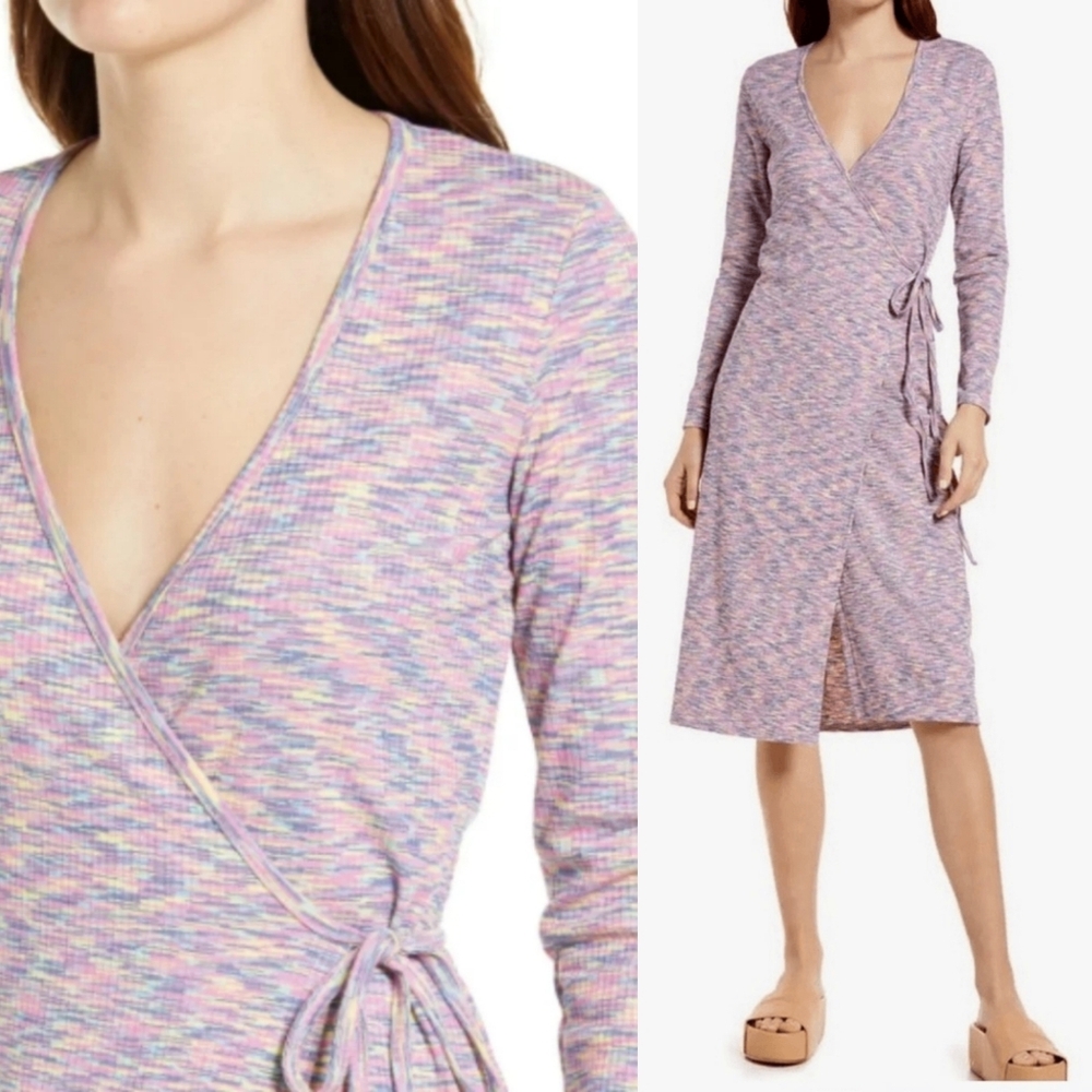 Lisa Says Gah Lucille Long Sleeve Wrap Midi Dress